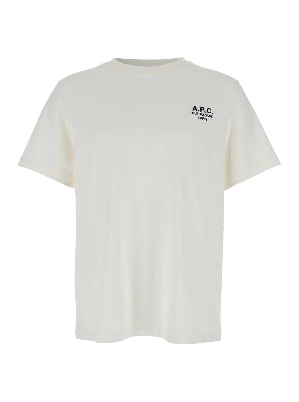 A.P.C. T-shirt girocollo bianca con logo ricamato sul davanti in cotone Donna