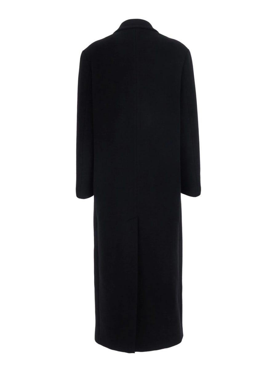 Pinko Cappotto doppiopetto con revers classici in Lana nero donna, view 2