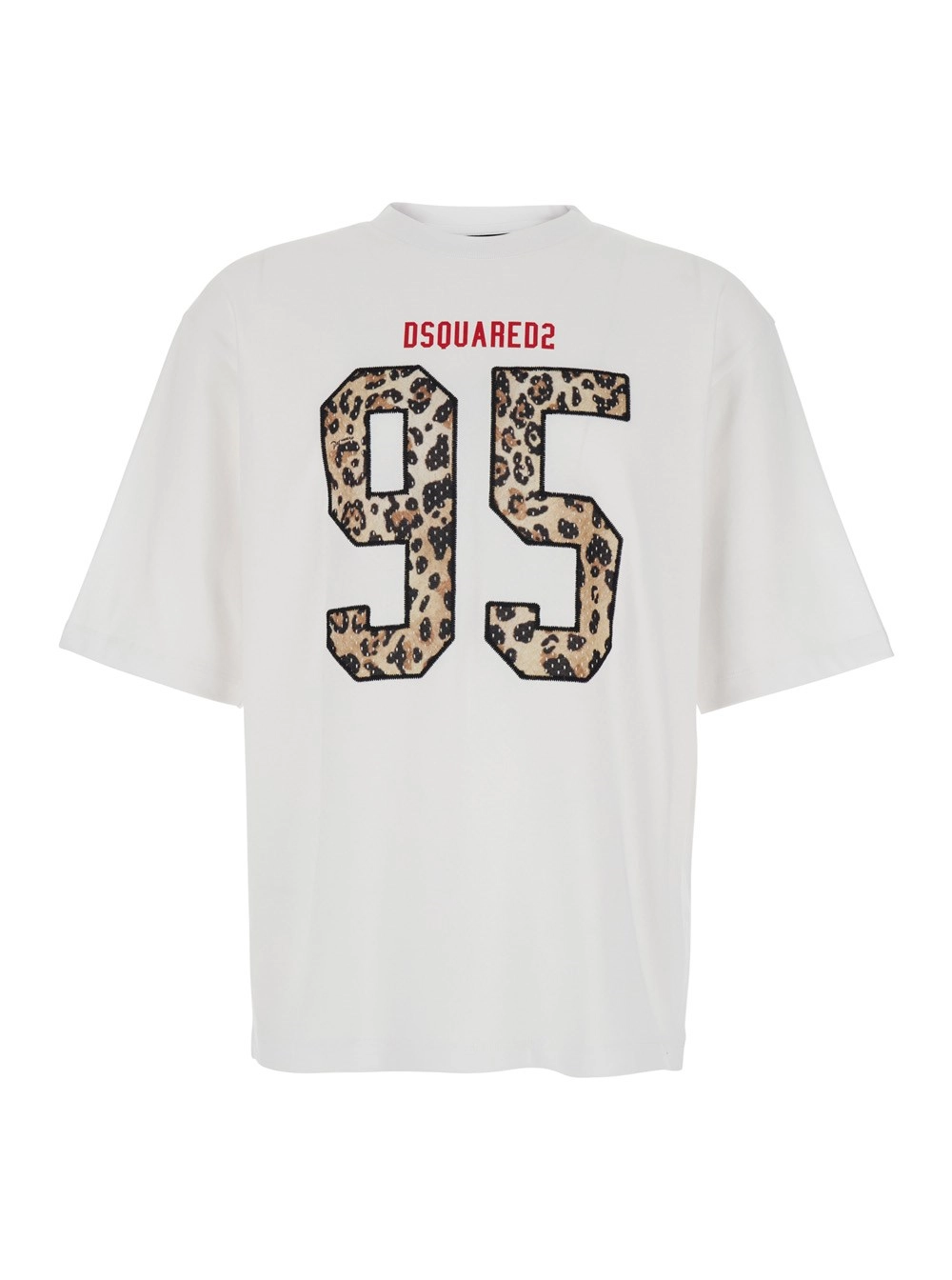 Dsquared2 T-Shirt con Maxi Logo sul Fronte in Cotone Bianca Uomo