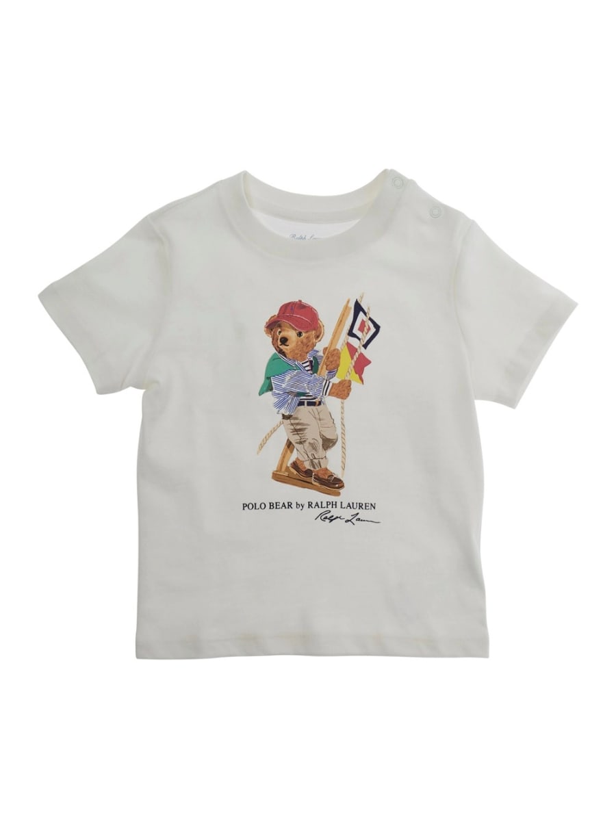 Polo ralph lauren kids T-Shirt Bianco '320A12428002' con Stampa Logo Frontale in Cotone Uomo