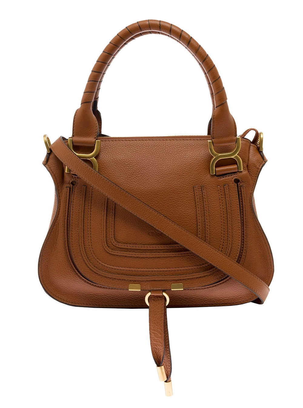 Chloé Borsa a Mano 'Mercie' con Logo Impresso sul Fronte in Pelle Marrone Donna