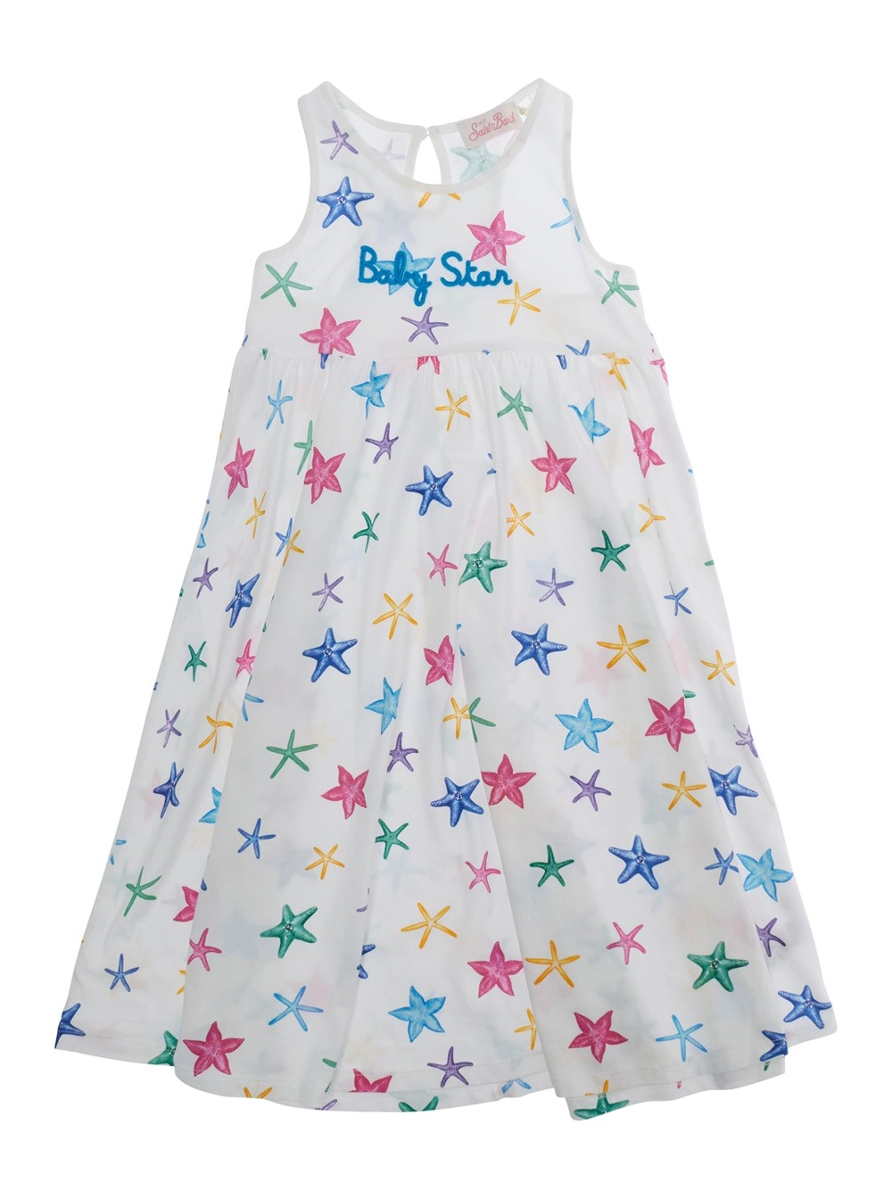 Mc2 saint barth kids Abito smanicato con stampa con stelle marine all-over in cotone bianco bambina