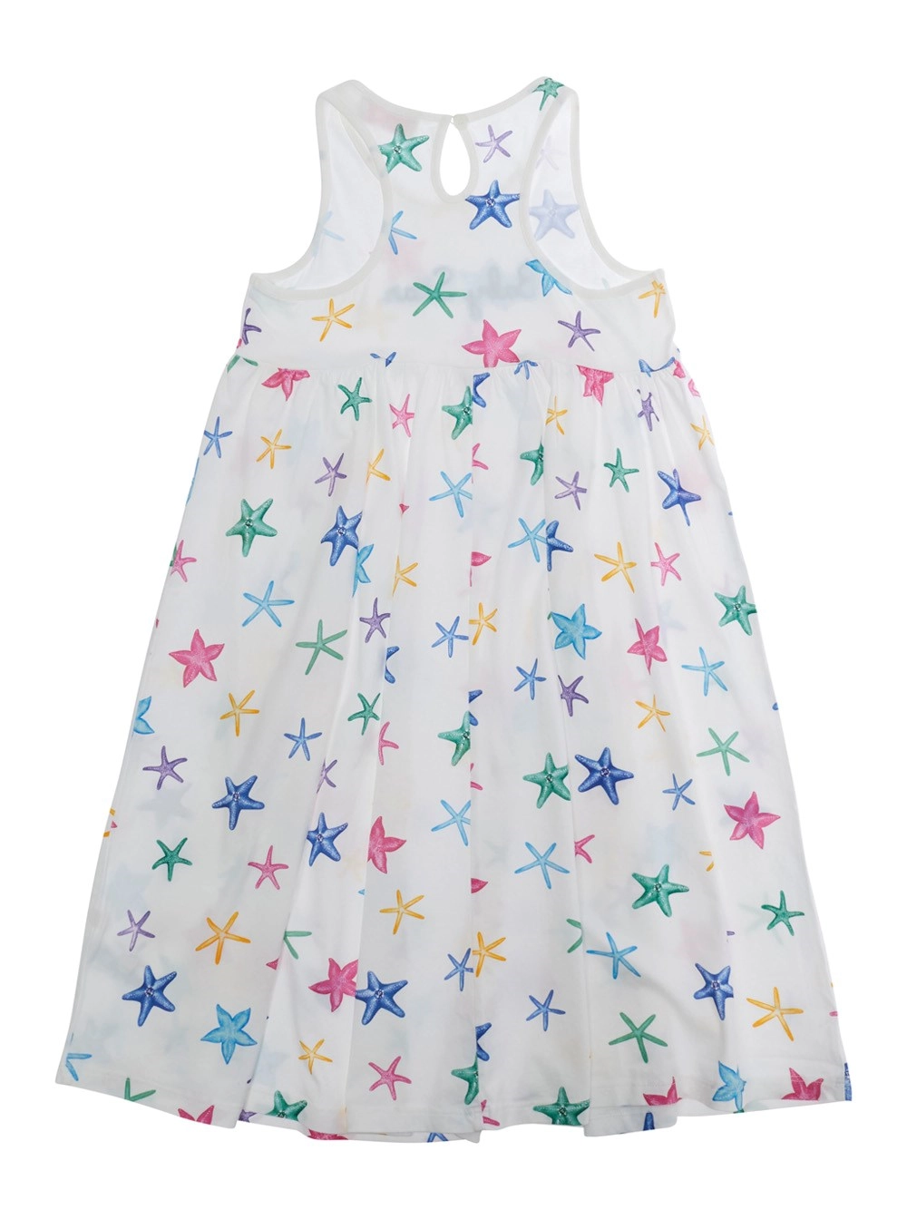 Mc2 saint barth kids Abito smanicato con stampa con stelle marine all-over in cotone bianco bambina, view 2