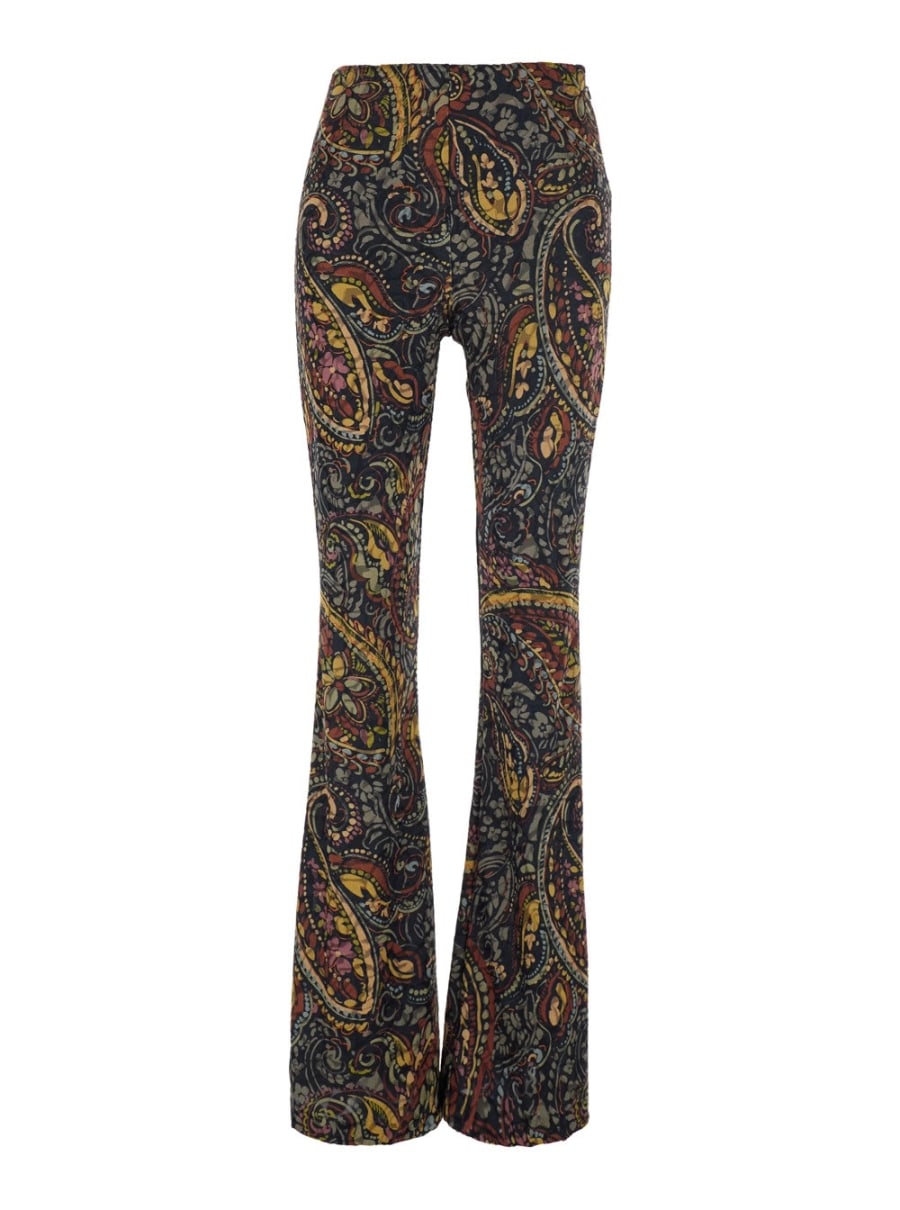Etro Pantaloni con gamba svasata e stampa all-over in tessuto tecnico multicolor donna