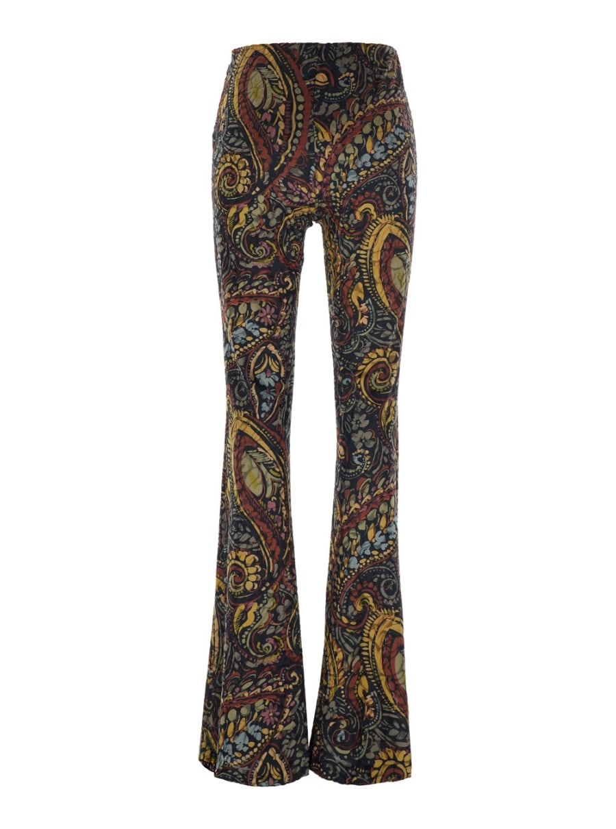 Etro Pantaloni con gamba svasata e stampa all-over in tessuto tecnico multicolor donna, view 2