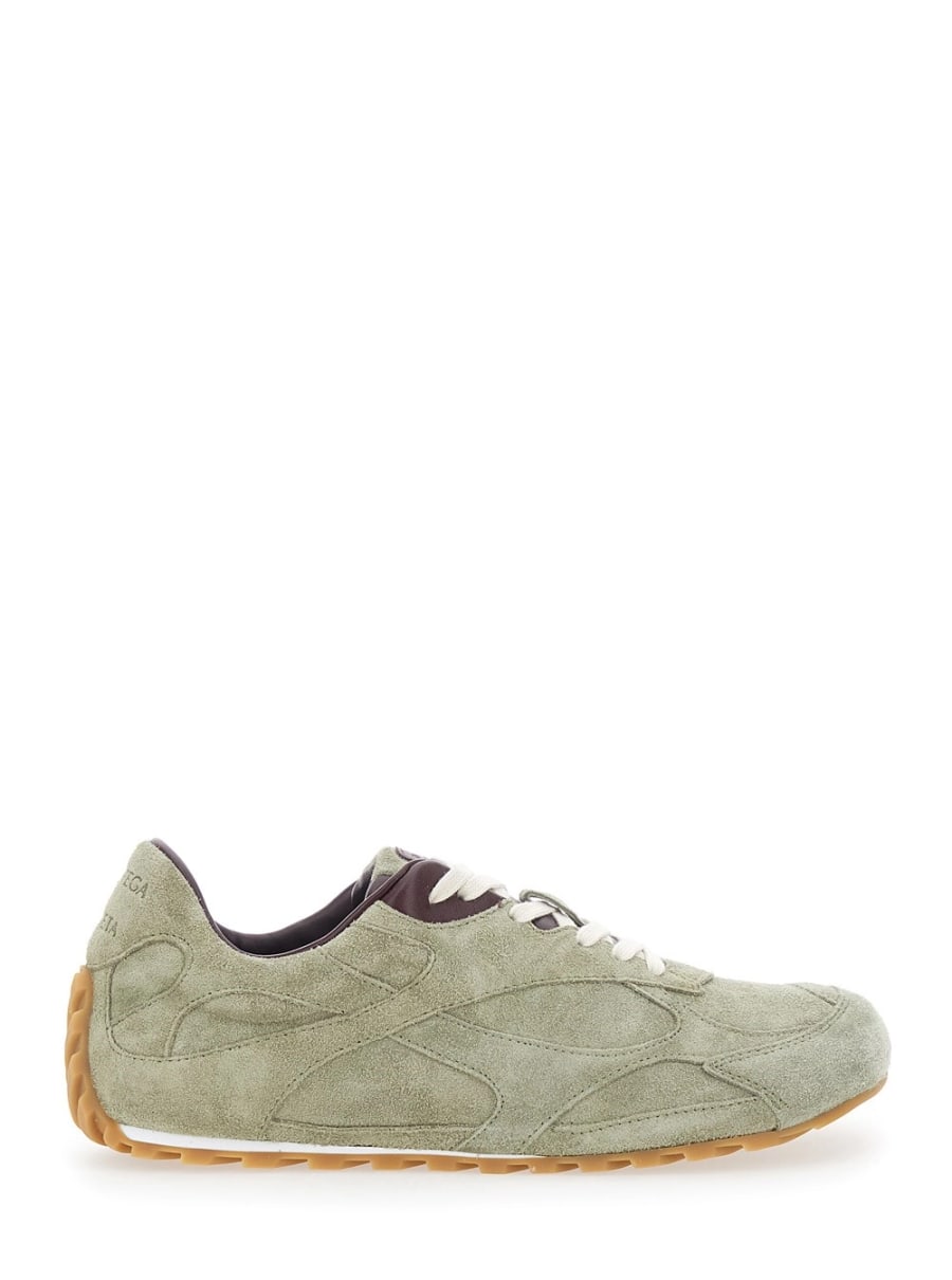Bottega Veneta Sneakers 'Orbit' con Logo Lettering sul Retro in Pelle Scamosciata Verde Kaki Donna