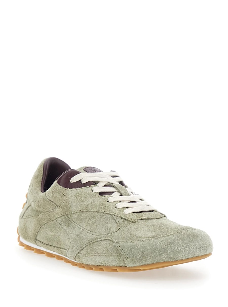 Bottega Veneta Sneakers 'Orbit' con Logo Lettering sul Retro in Pelle Scamosciata Verde Kaki Donna, view 2