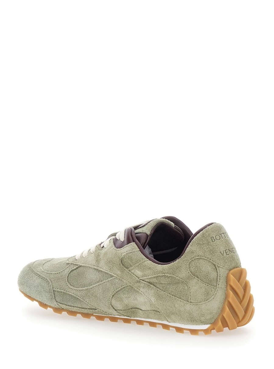 Bottega Veneta Sneakers 'Orbit' con Logo Lettering sul Retro in Pelle Scamosciata Verde Kaki Donna, view 3