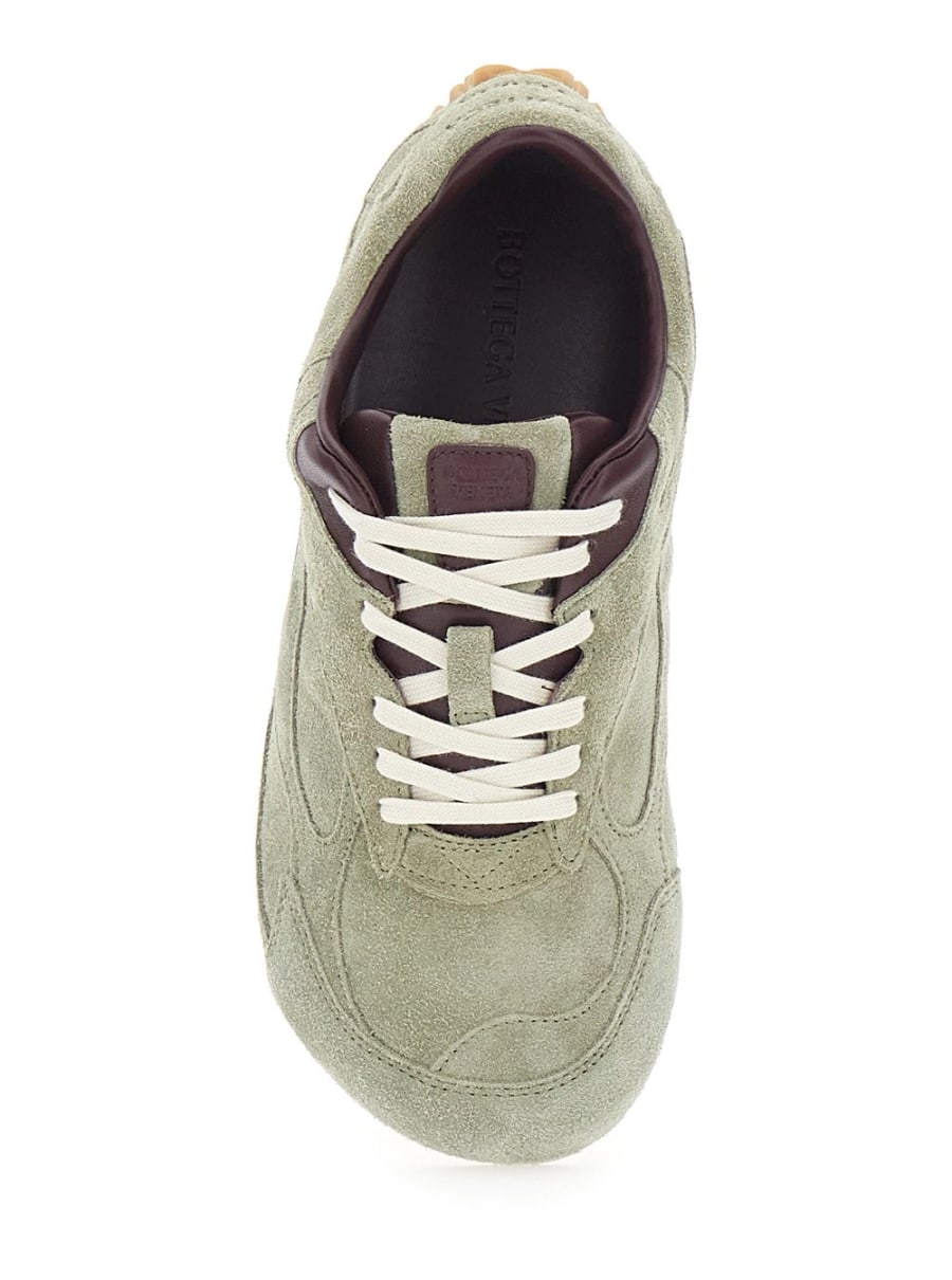 Bottega Veneta Sneakers 'Orbit' con Logo Lettering sul Retro in Pelle Scamosciata Verde Kaki Donna, view 4