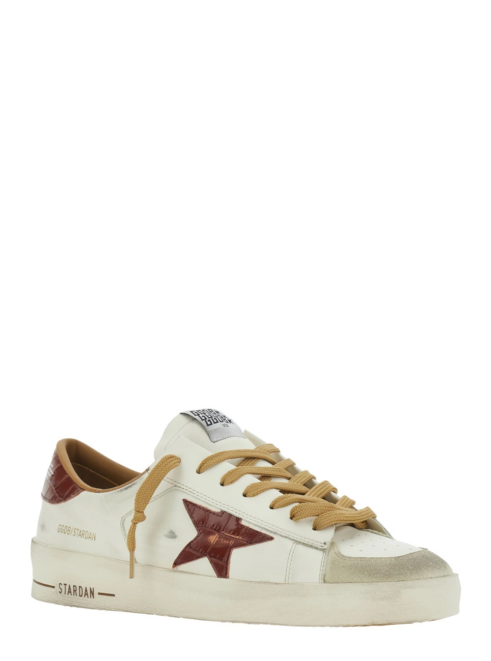 Golden Goose Sneaker 'Stardan' Low Top con Patch a Stella sul Lato e Patch Logo sulla Linguetta in Pelle Bianca Uomo, view 2