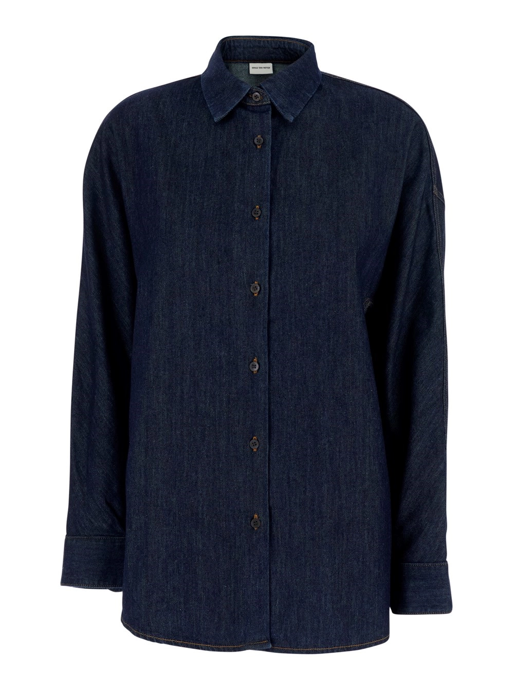 Dries Van Noten Camicia 'Casio' con Colletto Classico in Denim Blu Donna