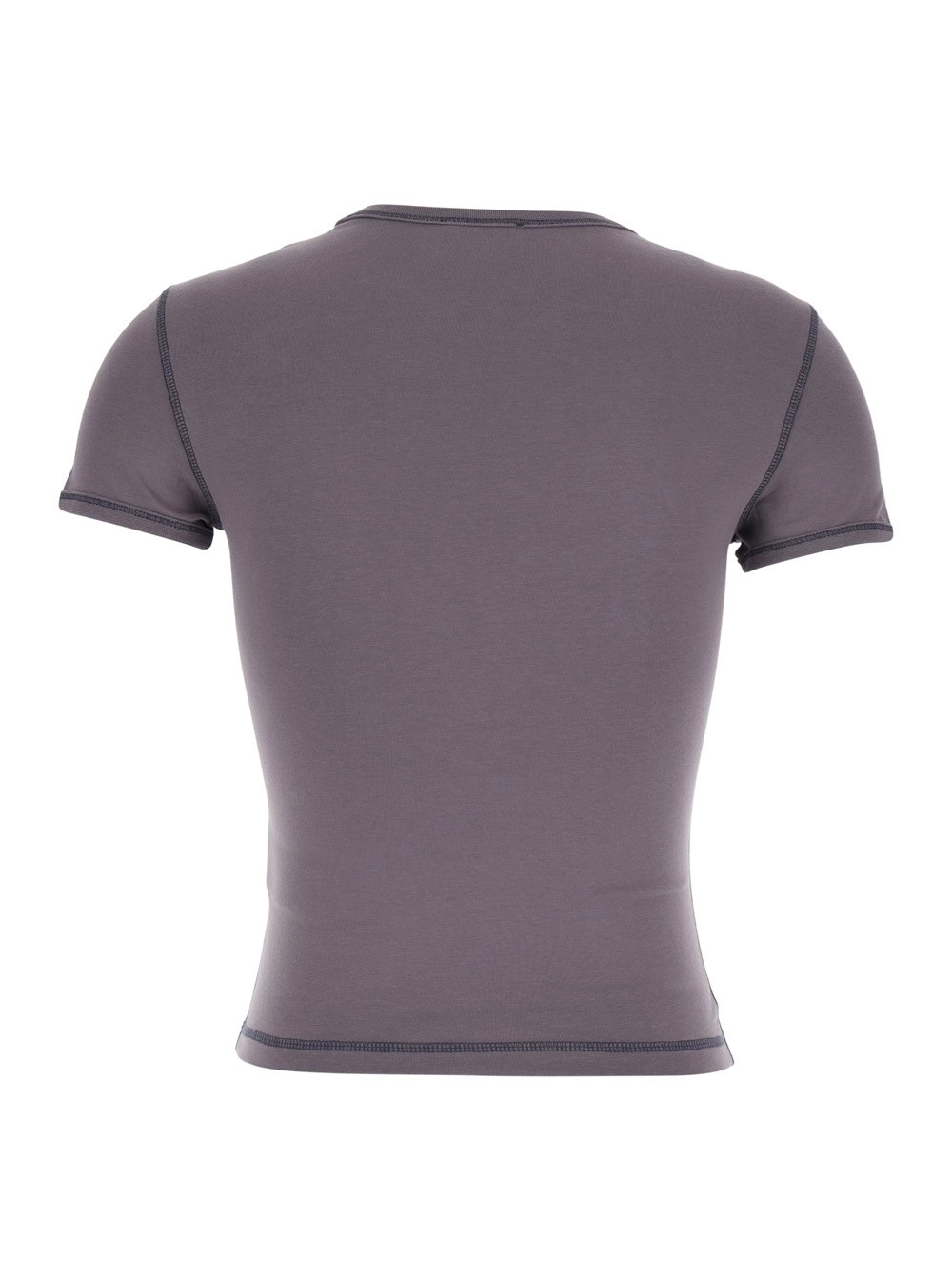 Diesel T-shirt Grigia 'T-Uncuties' con Scollo Rotondo e Logo D sul Fronte in Cotone Grigia Donna, view 2