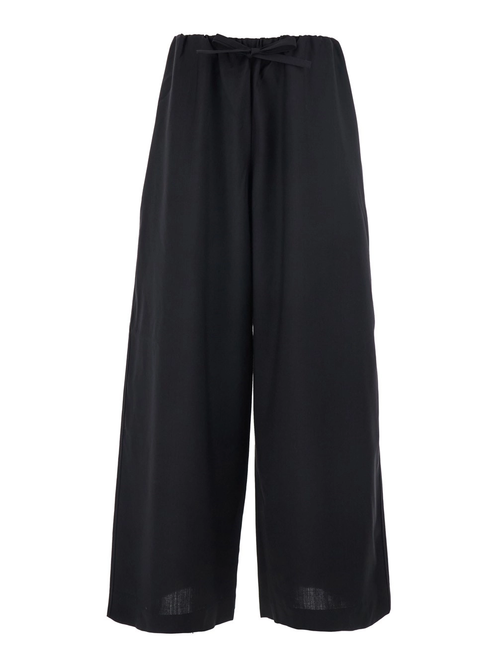 Toteme Pantalone Nero con Vita Elasticizzata con Coulisse in Lana Donna