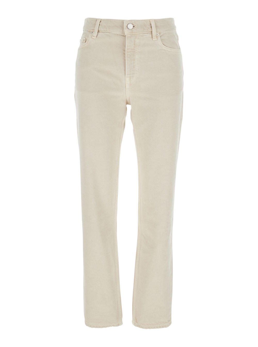 Toteme Jeans con Passanti per Cintura e Patch Logo sul Retro in Denim Bianco Donna