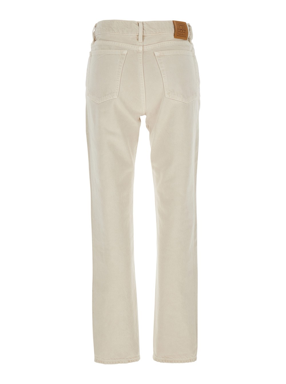 Toteme Jeans con Passanti per Cintura e Patch Logo sul Retro in Denim Bianco Donna, view 2