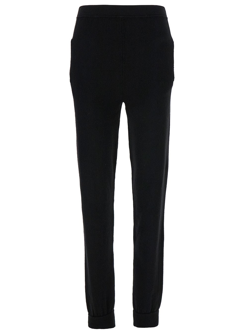 Saint Laurent Leggings a Vita Alta con Tasca in Cashmere Nero Donna