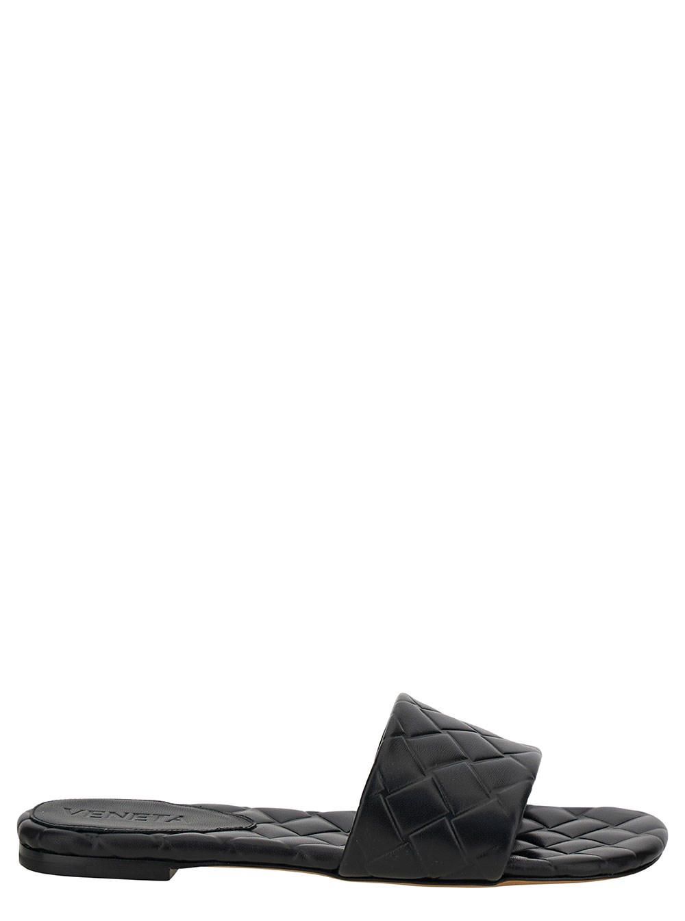 Bottega Veneta Sandalo 'Slide Amy' con Motivo Intreccio in Pelle Nera Donna