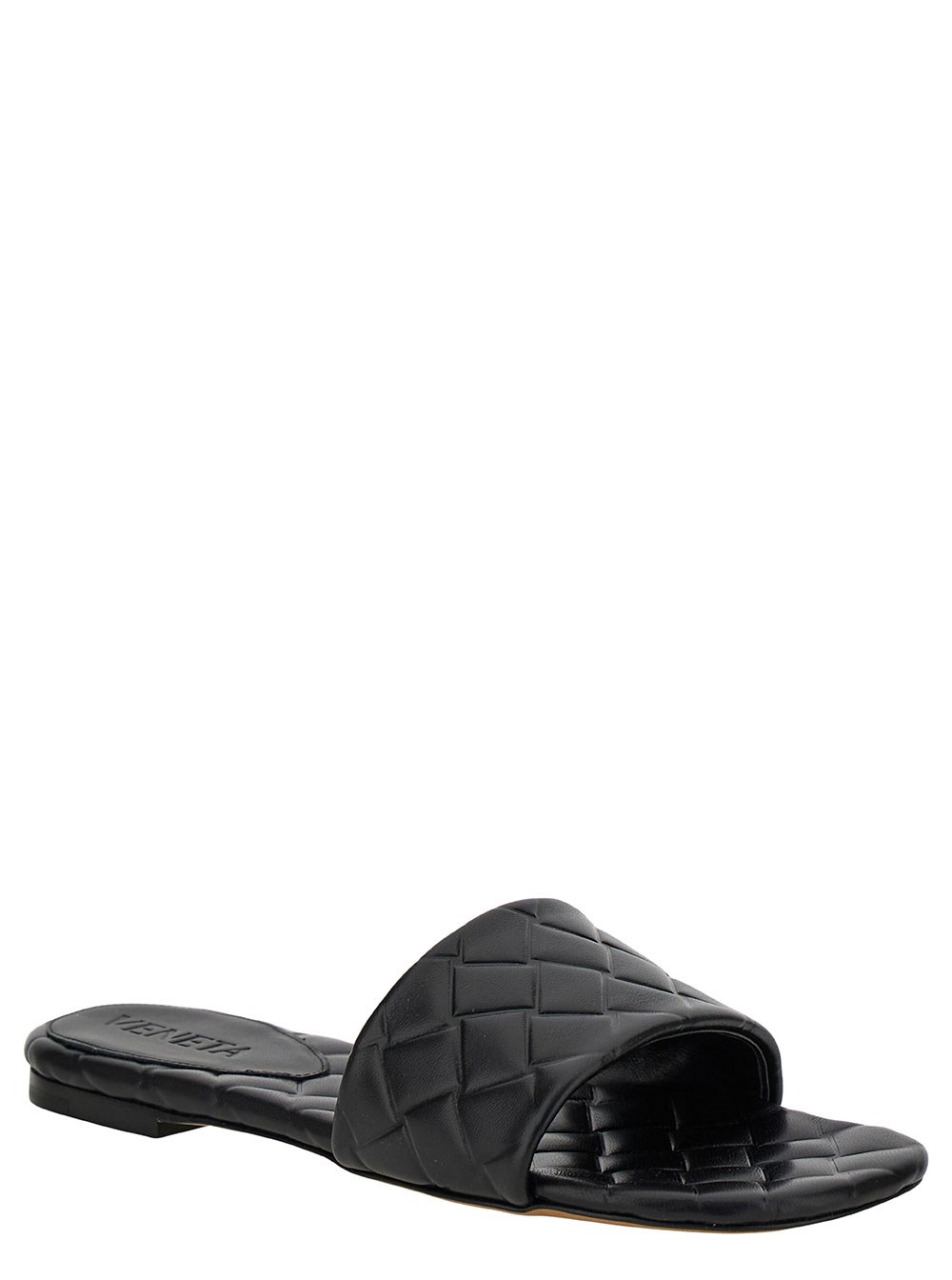 Bottega Veneta Sandalo 'Slide Amy' con Motivo Intreccio in Pelle Nera Donna, view 2