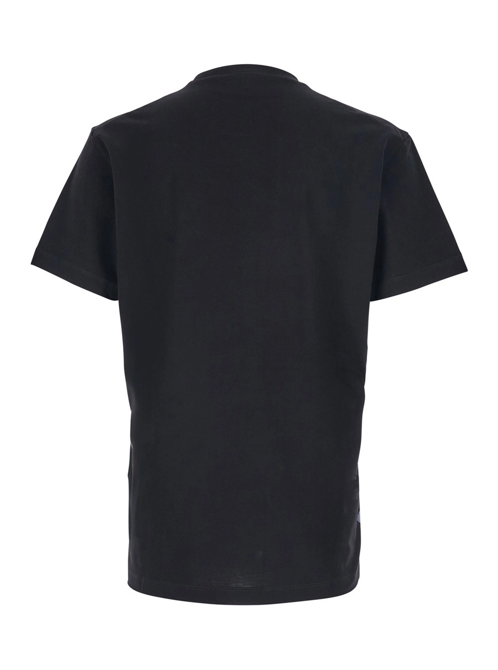 Dsquared2 T-Shirt Girocollo con Patch Logo sul Fronte in Cotone Nera Uomo, view 2