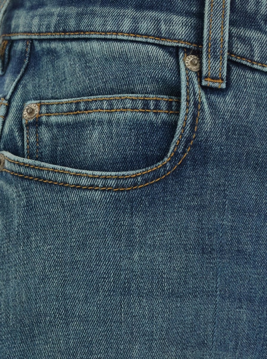 Balenciaga Jeans a vita alta con patch logo sul retro in denim blu donna, view 3