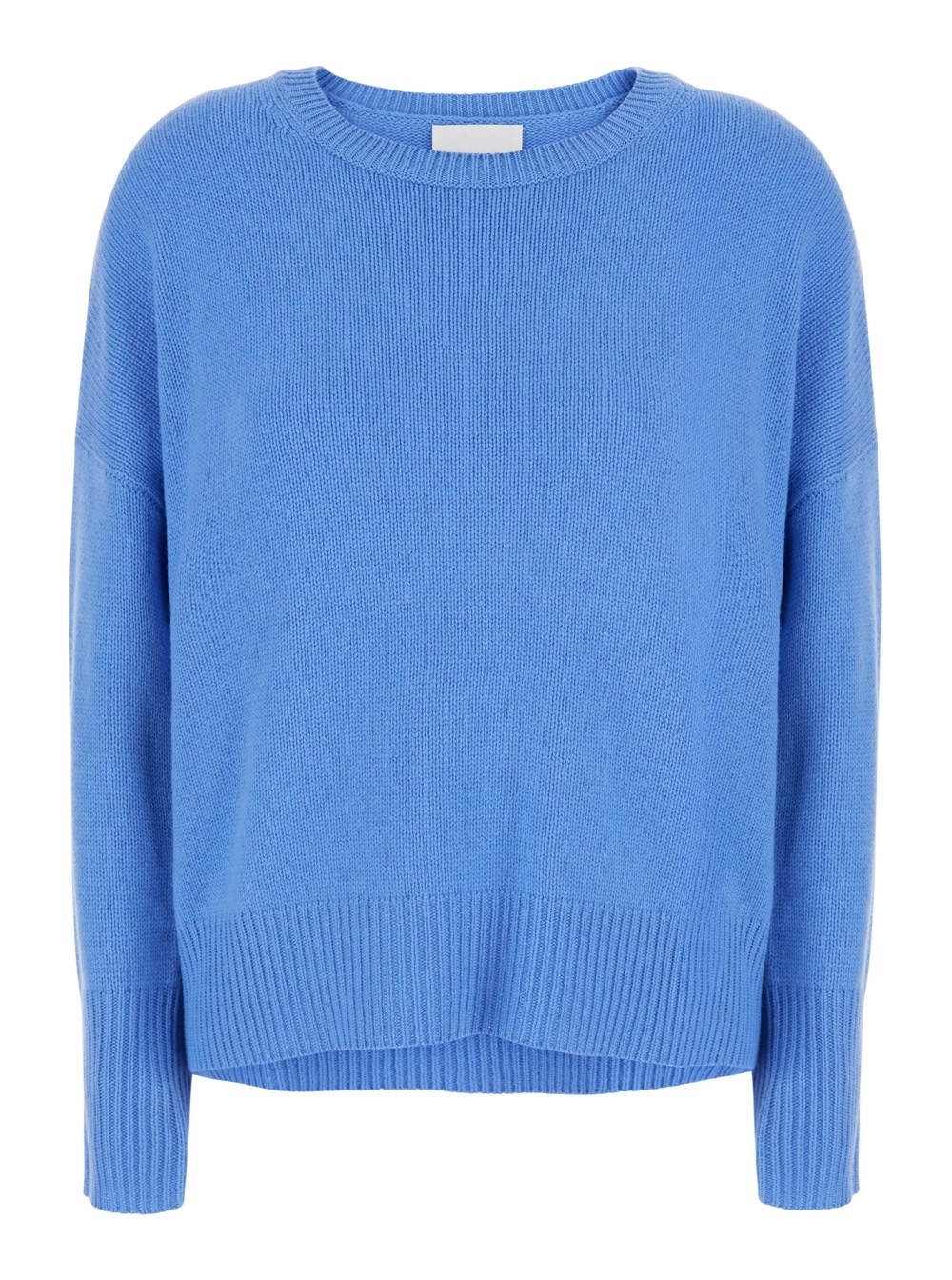 Lisa yang Maglione 'Mila' Girocollo con Rifiniture a Coste in Cashmere Azzurro Donna