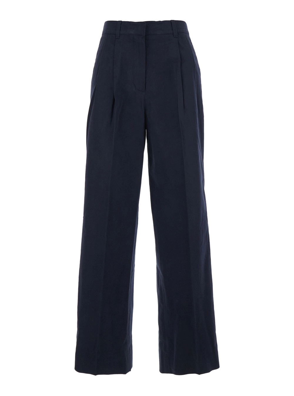 Dunst Pantaloni con pieghe sul fronte Blu in misto cotone donna