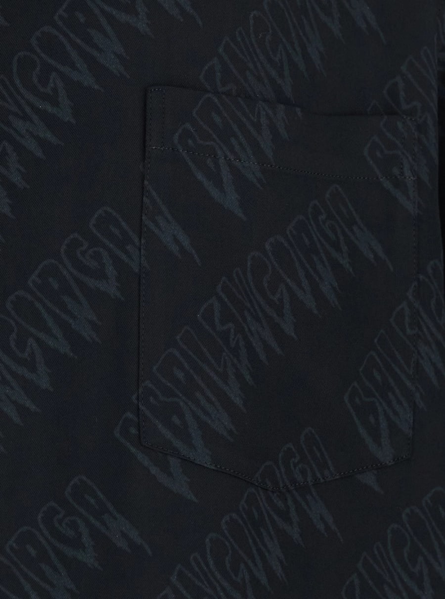 Balenciaga Camicia 'Creeper' con colletto classico e motivo logo all-over in viscosa nera uomo, view 3