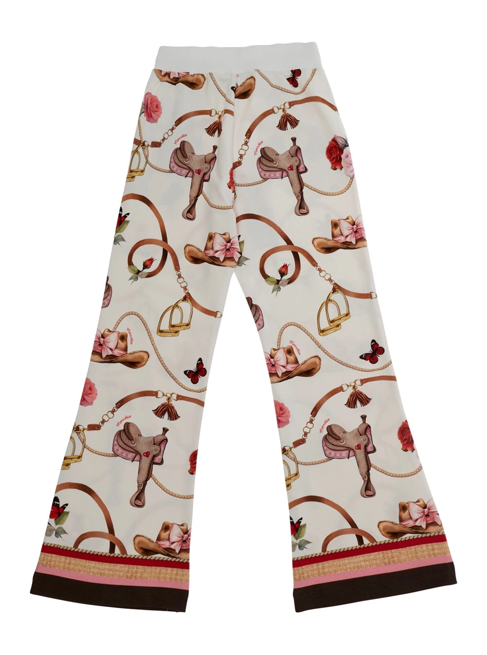 Monnalisa kids Pantaloni con gamba ampia e stampa all-over in cotone multicolor bambina, view 2