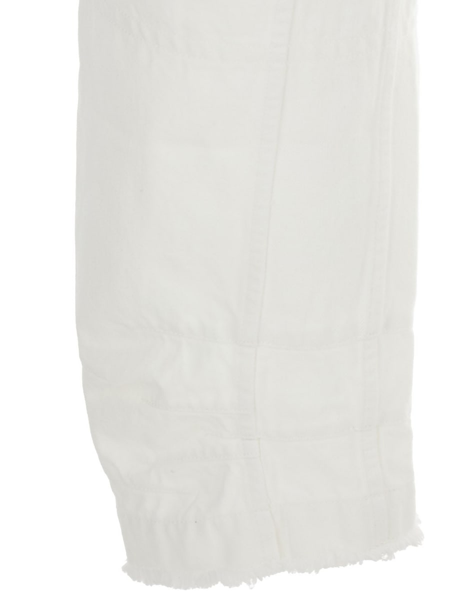 Jil Sander Jeans con Patch Logo sul Retro e Orlo Sfrangiato in Denim Bianco Donna, view 3