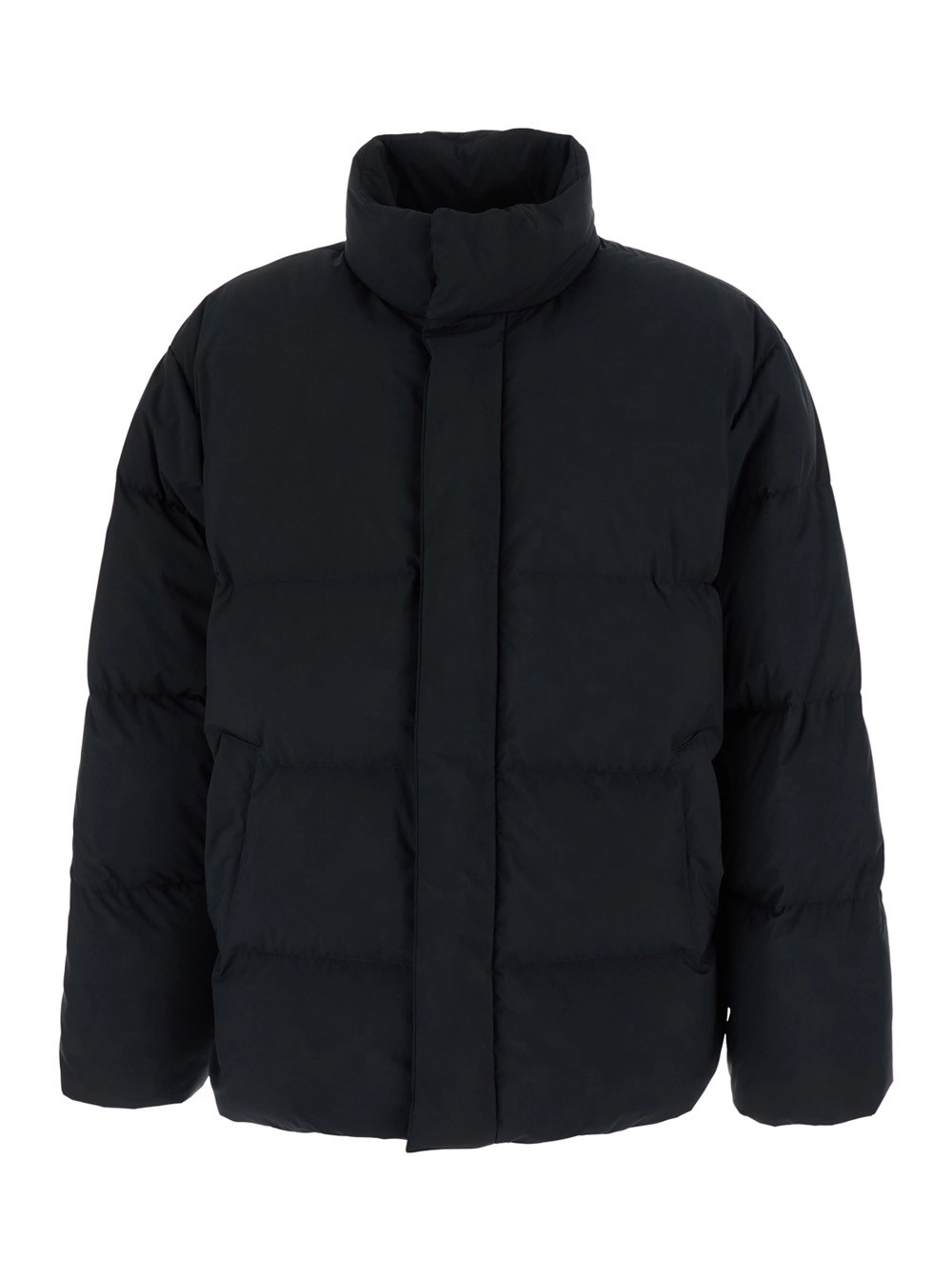 Saint Laurent Piumino con collo alto e maniche lunghe in tessuto tecnico nero uomo