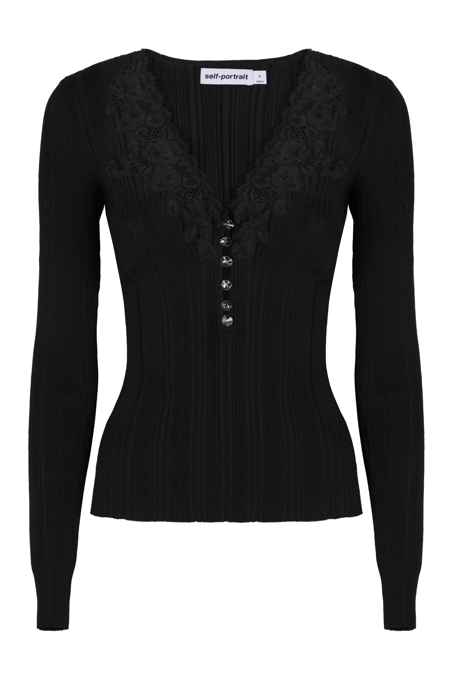 self-portrait Top in maglia con pizzo