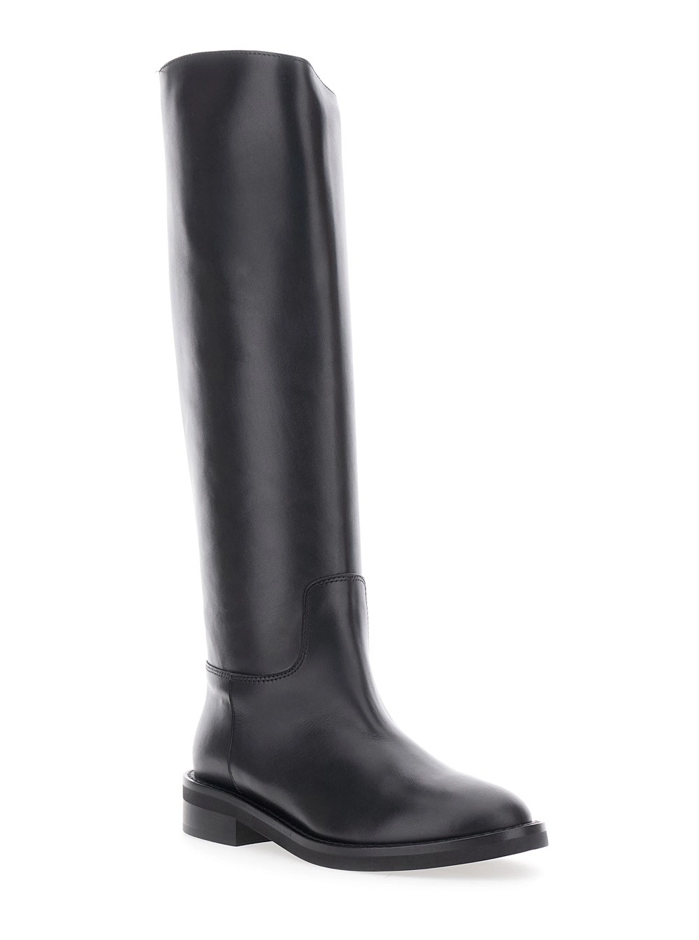 Via roma 15 Stivali Slip-On con Punta Rotonda in Pelle Neri Donna, view 2