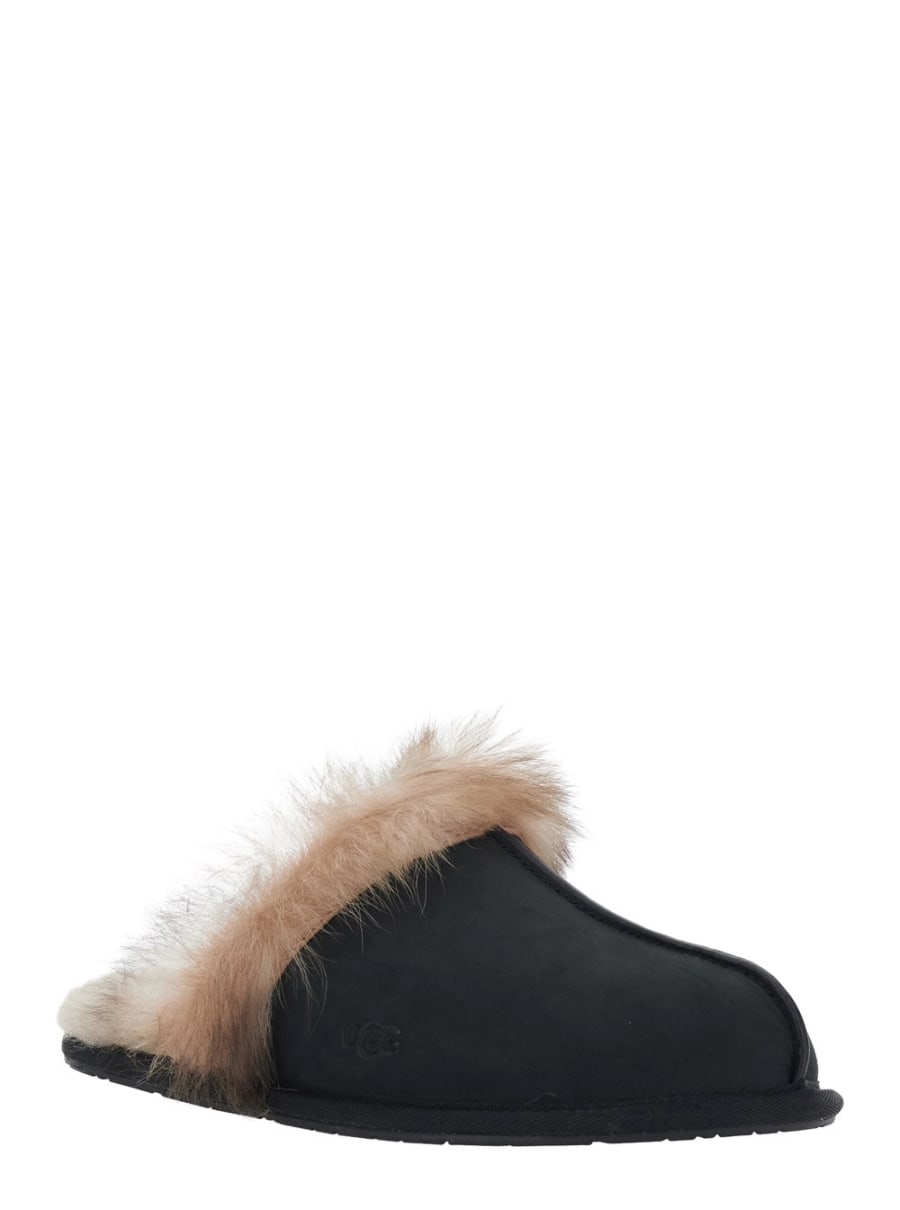 UGG Mule con interno in pelliccia in pelle nere donna, view 2