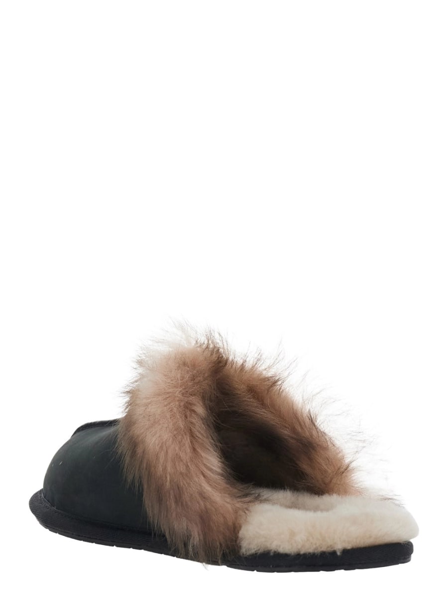 UGG Mule con interno in pelliccia in pelle nere donna, view 3