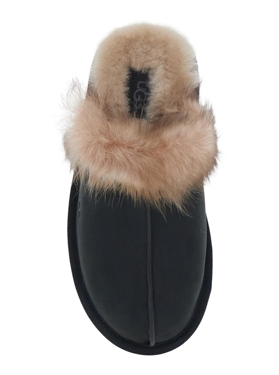 UGG Mule con interno in pelliccia in pelle nere donna, view 4