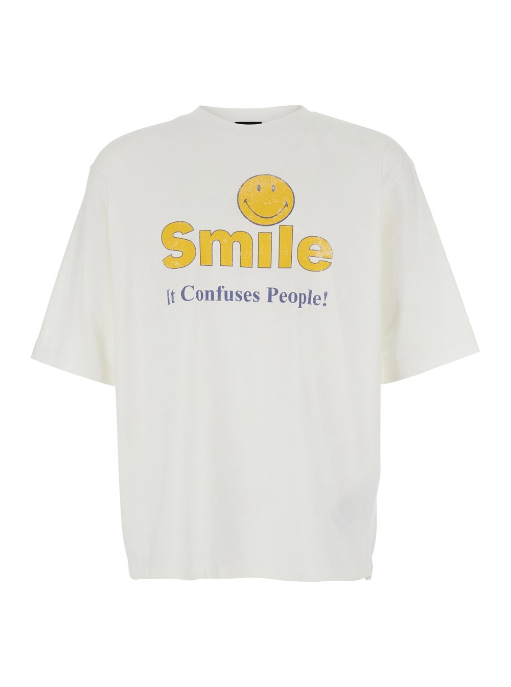 Dsquared2 T-Shirt Girocollo con Stampa sul Fronte in Cotone Bianca Uomo
