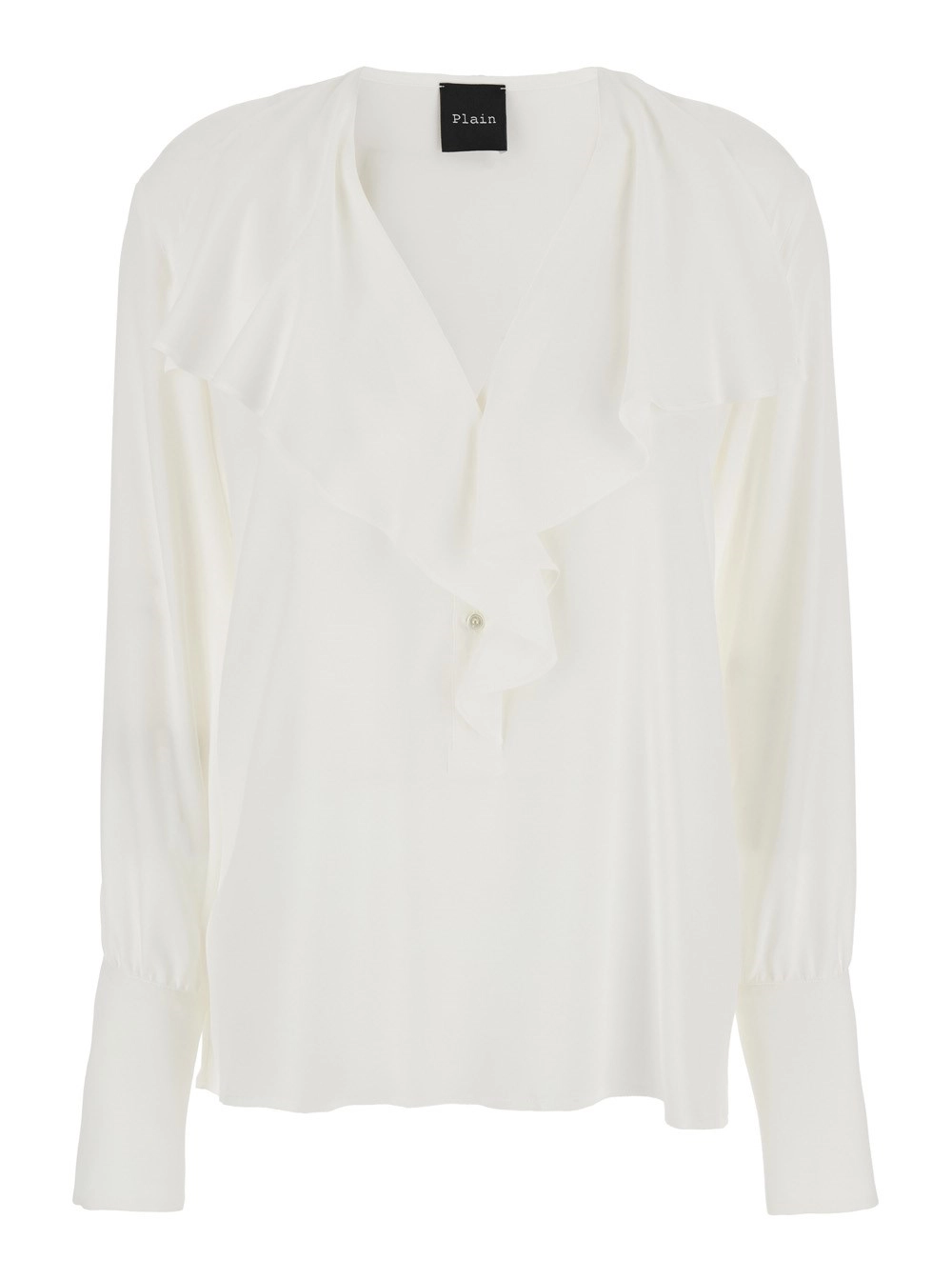 Leplain Camicia con Volant in Tessuto Leggero Bianco Donna