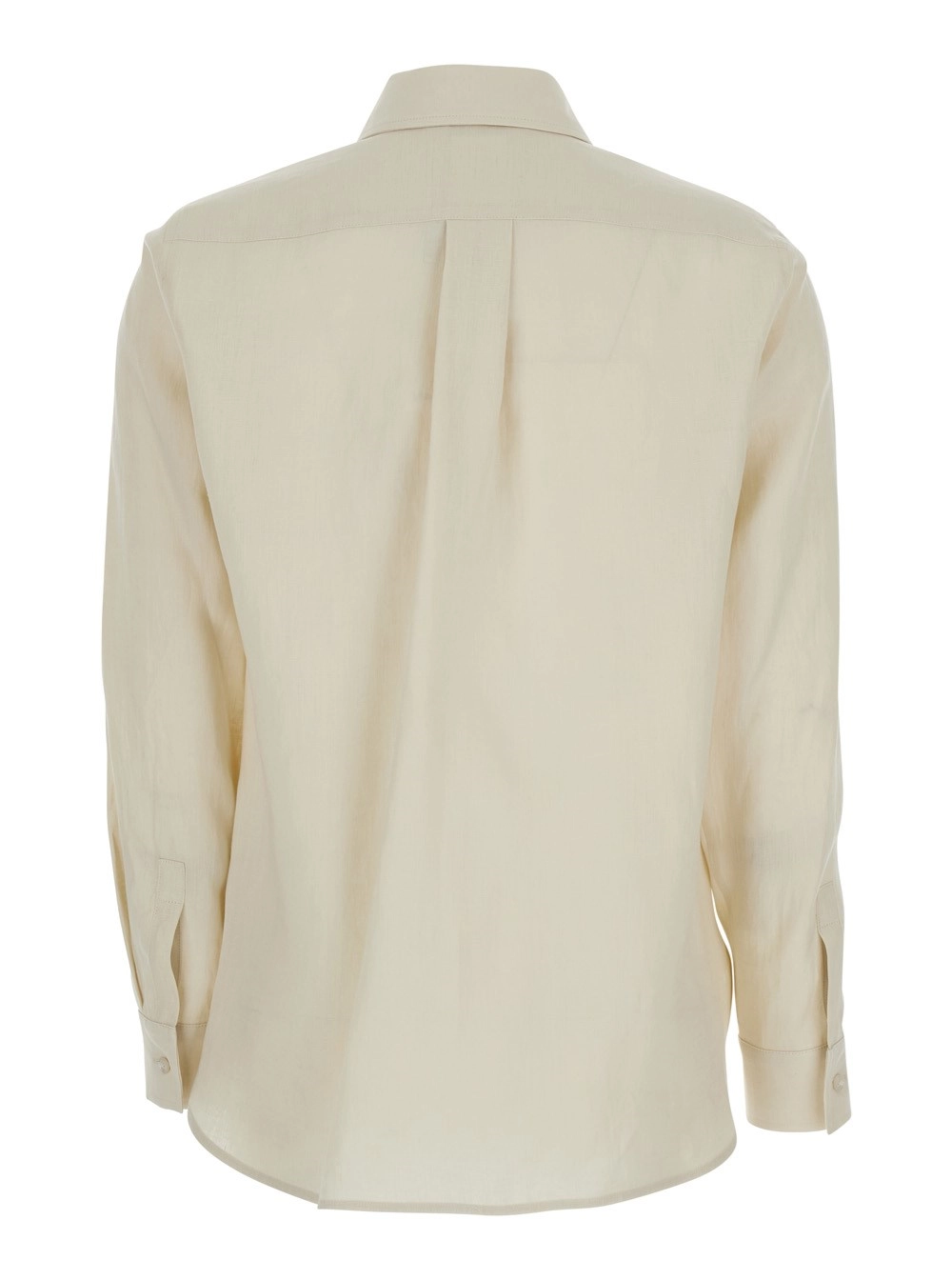 Max Mara Camicia con Colletto classico e Maniche Lunghe in Lino Beige Donna, view 2
