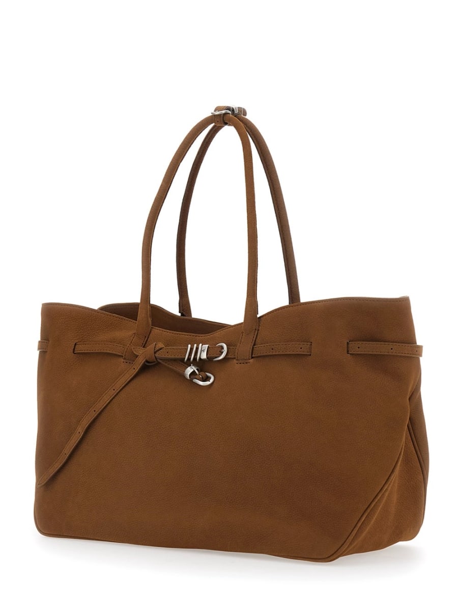 Margesherwood Borsa Shopping 'Grandma Used Bag' con Cinturino Regolabile e Placca Logo in Pelle Marrone Donna, view 2