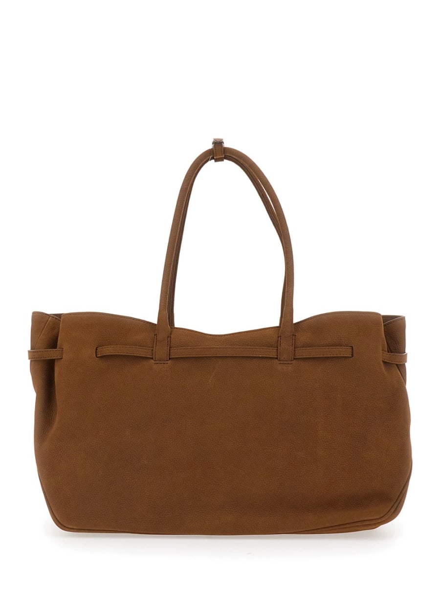 Margesherwood Borsa Shopping 'Grandma Used Bag' con Cinturino Regolabile e Placca Logo in Pelle Marrone Donna, view 4