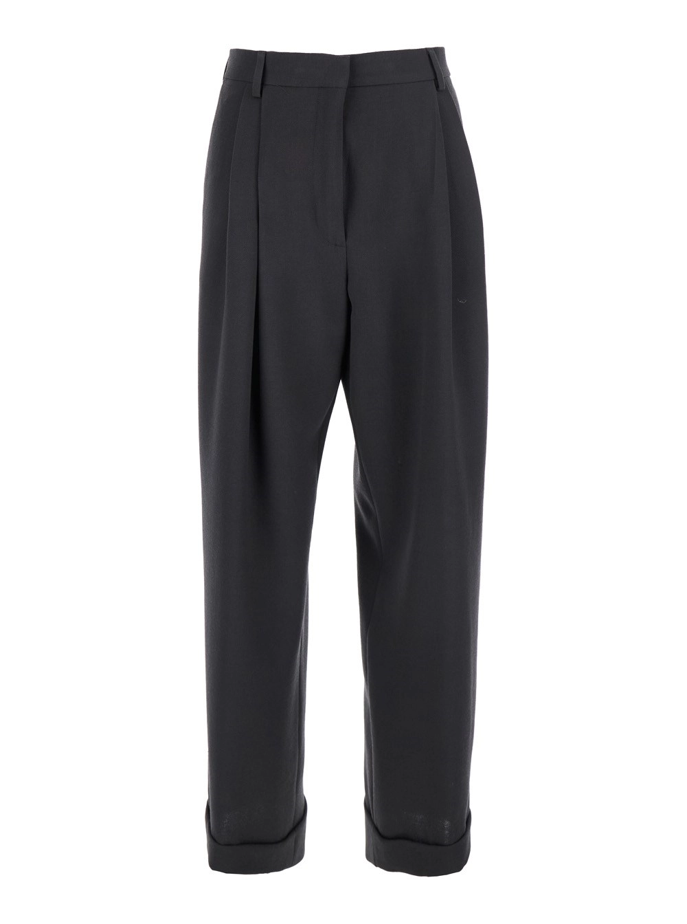 Dries Van Noten Pantalone 'Partan' con Orlo con Risvolto e Due Tasche con Patta sul Retro in Lana Grigio Donna