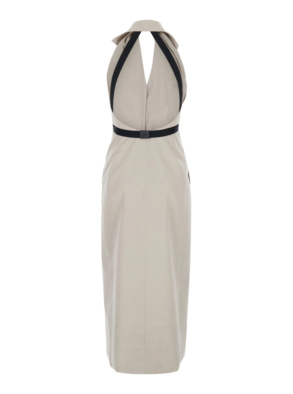 Max Mara Abito con collo a revers e schiena scoperta in Misto Cotone e Lana Vergine Beige Donna, view 2