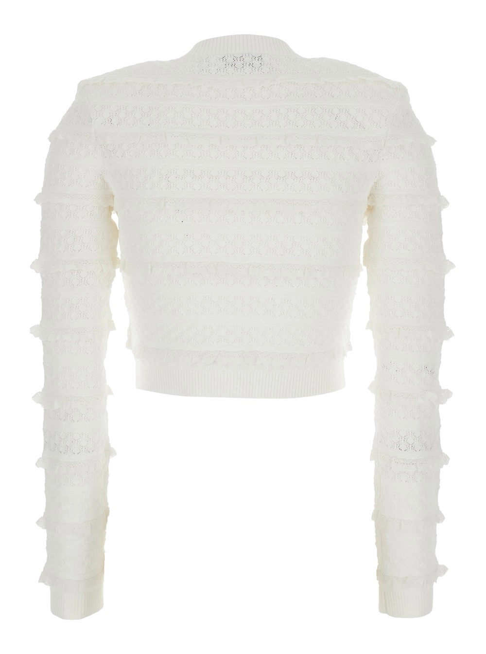 self-portrait CARDIGAN 'WHITE POINTELLE DIAMANTE' con Maniche Lunghe in Maglia Bianco Donna, view 2