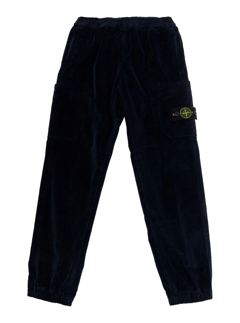 Stone island kids Pantaloni con vita elasticizzata e patch logo sul fronte in cotone blu bambino