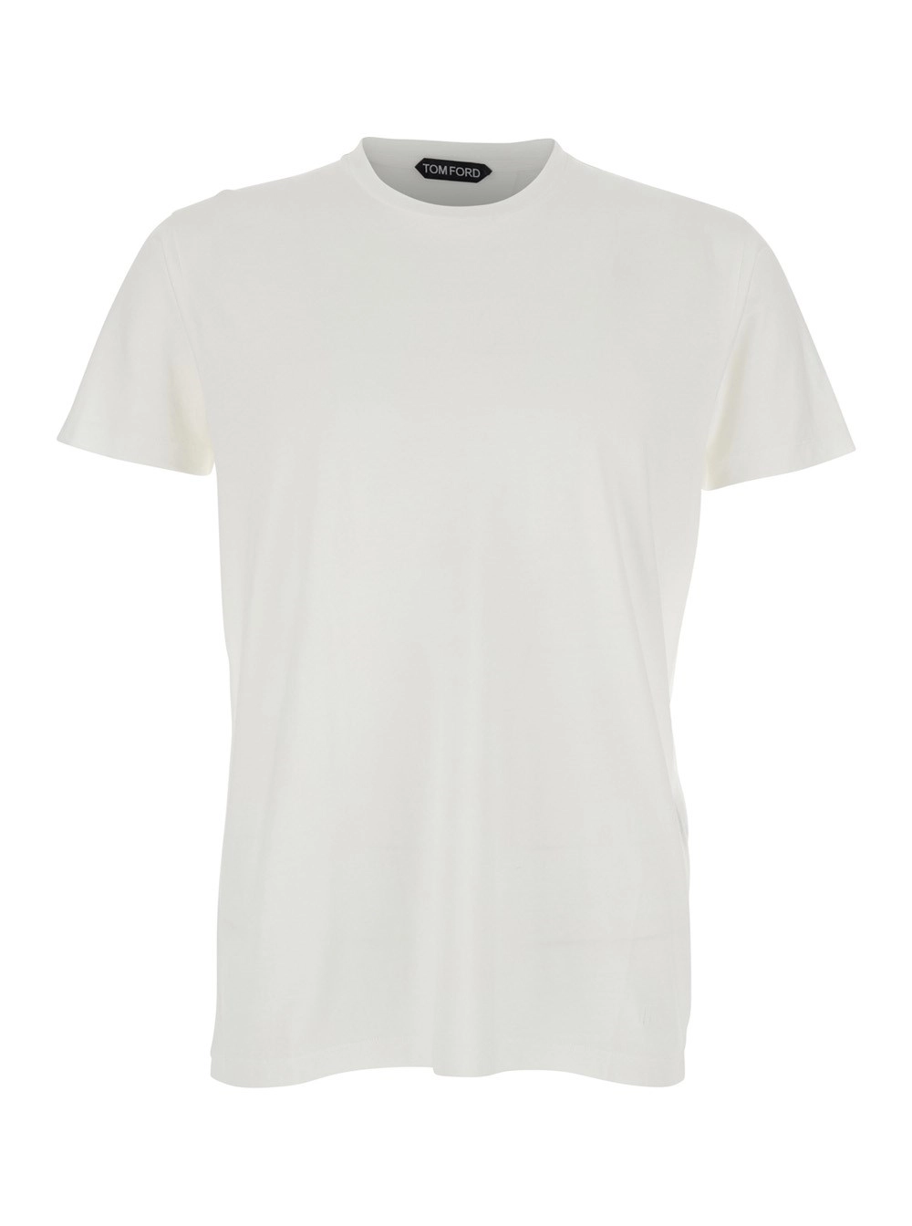 Tom Ford T-Shirt 'cotton silk ss' Bianco con Scollo Rotondo in Cotone e Seta Uomo