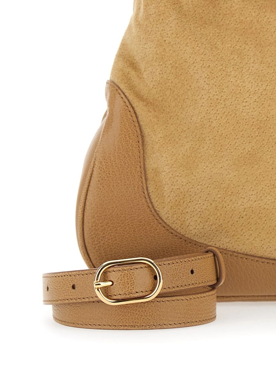 Gucci Borsa a Spalla 'Jackie 1961' con tracolla regolabile e chiusura a pistone sul fronte in pelle scamosciata beige donna, view 5