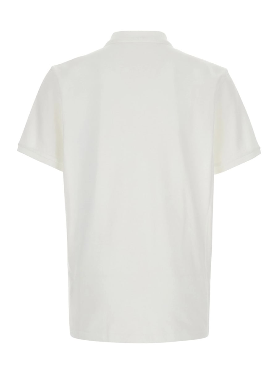 Moncler Polo con patch logo sul fronte in cotone bianca uomo, view 2