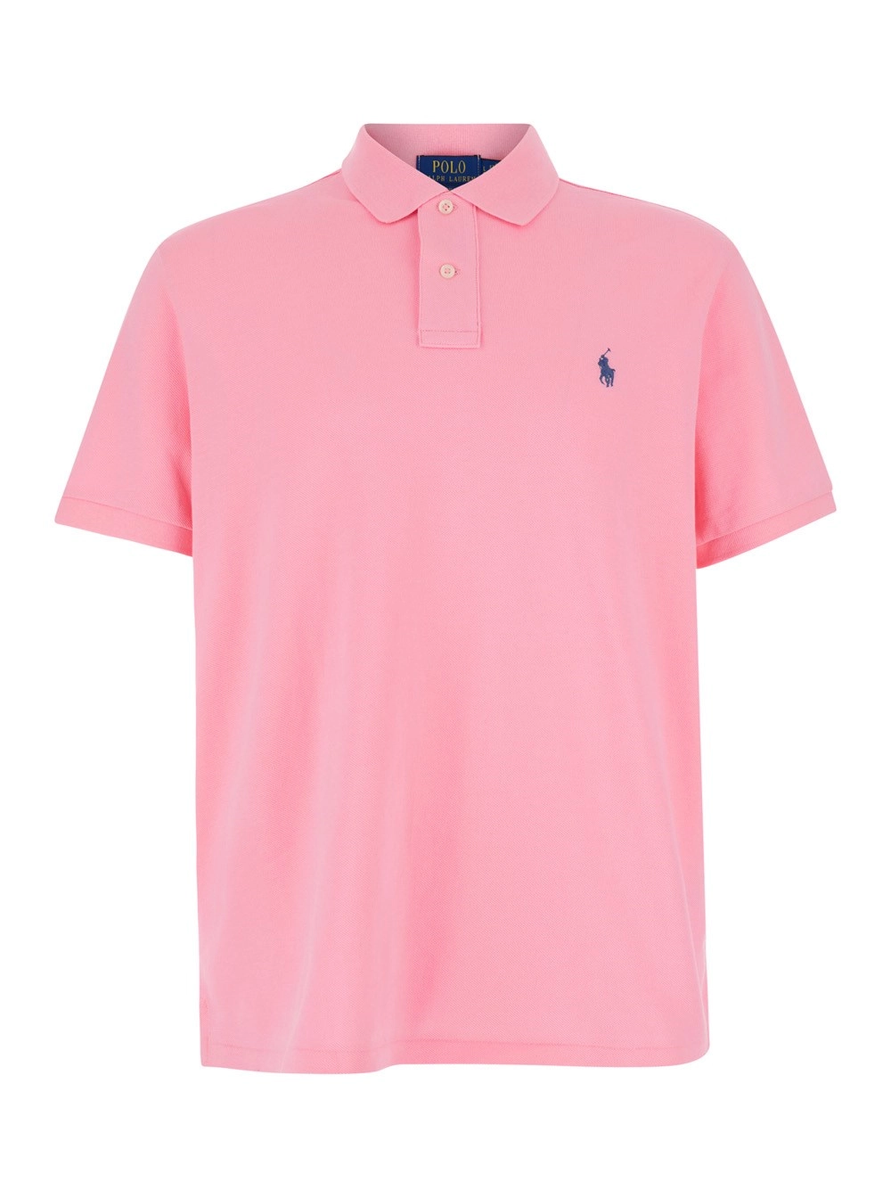 Polo Ralph Lauren Polo "Custom Fit" con Colletto Classico e Ricamo Cavallino sul Fronte in Cotone Rosa Uomo