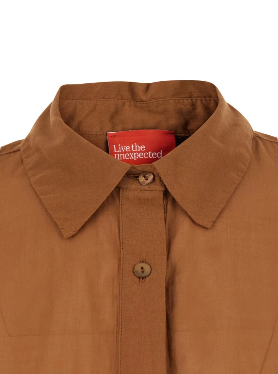 Merci Camicia lunga con colletto classico e maniche lunghe in cotone marrone donna, view 3