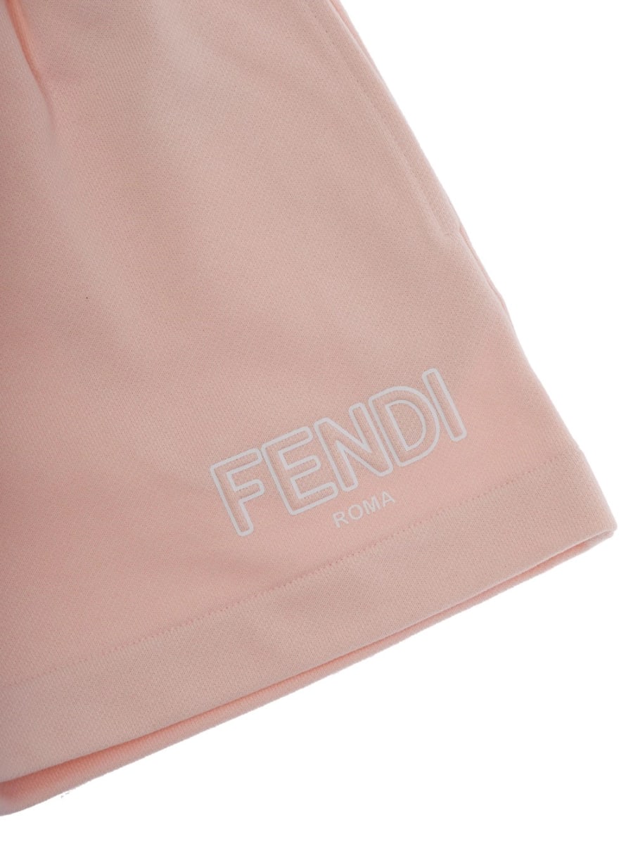 Fendi kids Pantaloncini "JFF3845V0F1UL9" Rosa con Vita Elasticizzata e Logo Lettering sul Fronte in Cotone Bambina, view 3
